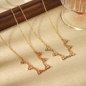 Stainless Steel Necklace Women's 18K Gold Diamond - embedded Non - fading - Zambeel