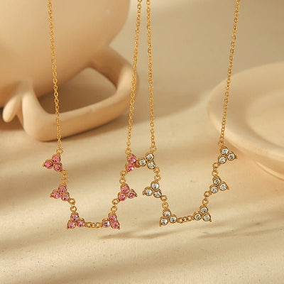Stainless Steel Necklace Women's 18K Gold Diamond - embedded Non - fading - Zambeel