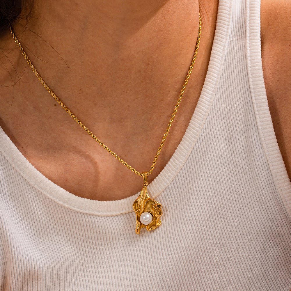 Stainless Steel Pearl Necklace Pendant For Women - Zambeel