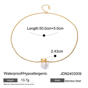 Stainless Steel Pearl Necklace Pendant For Women - Zambeel