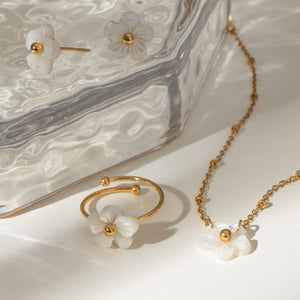 Stainless Steel Shell Necklace Flowers Openings - Zambeel