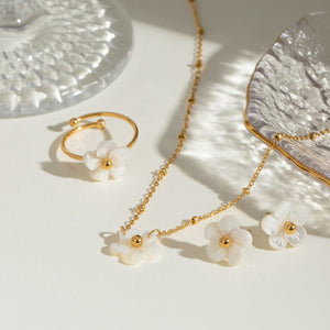 Stainless Steel Shell Necklace Flowers Openings - Zambeel