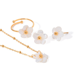 Stainless Steel Shell Necklace Flowers Openings - Zambeel