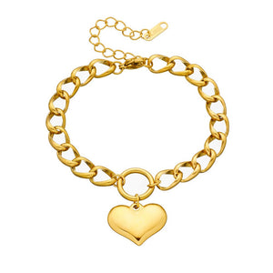 Stainless Steel Simple Thick Straps Heart Bracelet - Zambeel