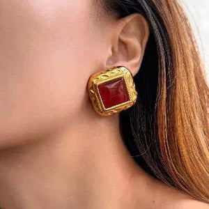 Stainless Steel Square Hammered Earrings - Zambeel
