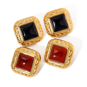 Stainless Steel Square Hammered Earrings - Zambeel