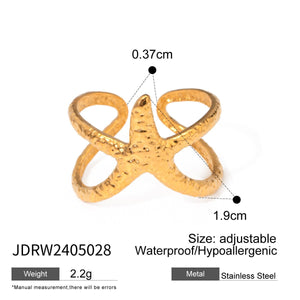 Stainless Steel Starfish High - end Ins Ring - Zambeel