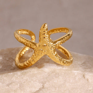 Stainless Steel Starfish High - end Ins Ring - Zambeel