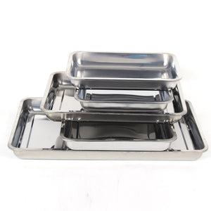 Stainless Steel Storage Trays Square Plate Thickening Pans Rectangular Tray Barbecue Deep Rice Dishes Bbq Kitchen Accessories - Zambeel