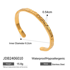 Stainless Steel Wave Pattern Open - ended Bracelet Women - Zambeel
