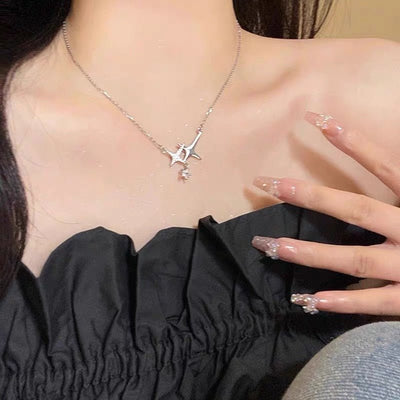 Starry Zircon Necklace For Women Niche Edgy And Cool - Girl Style - Zambeel