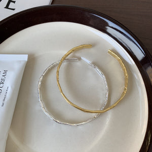 Sterling Silver Bracelet Simple And Irregular Convex Gold Foil Pattern - Zambeel