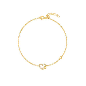 Sterling Silver Hollow Jeweled Heart Bracelet Fashion - Zambeel