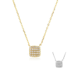 Sterling Silver Square Stone Full - shop Pendant Necklace - Zambeel