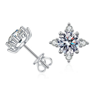Sterling Silver Stud Earrings Moissanite Stud Four - claw - Zambeel