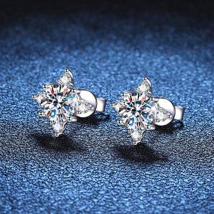 Sterling Silver Stud Earrings Moissanite Stud Four - claw - Zambeel