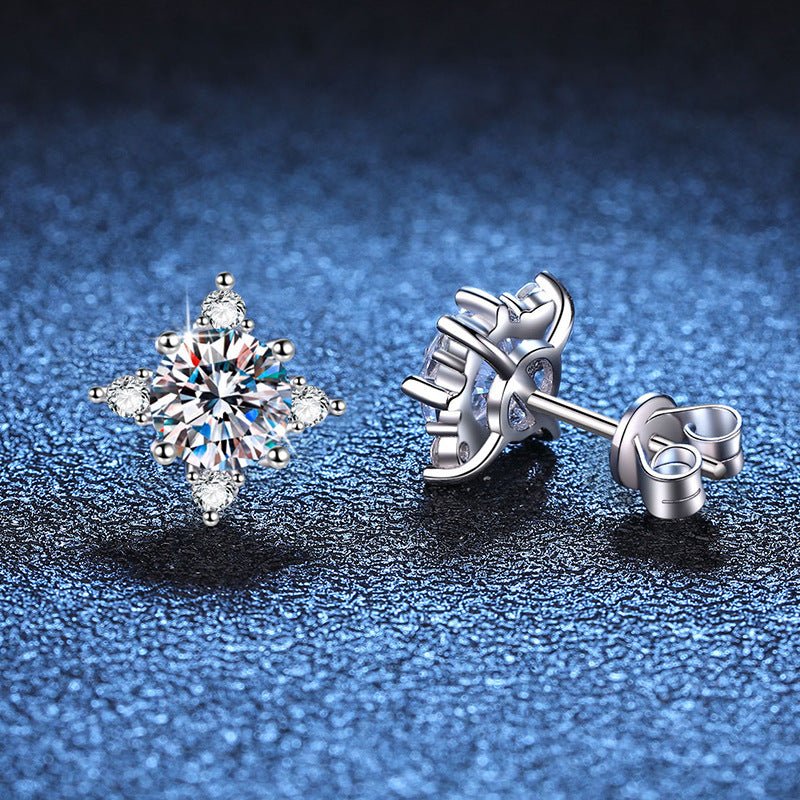 Sterling Silver Stud Earrings Moissanite Stud Four - claw - Zambeel