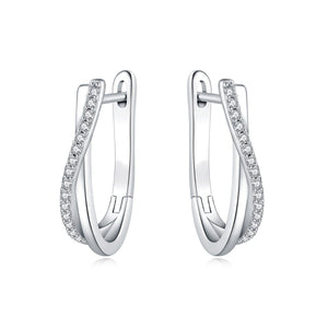 Stone - inlaid Twisted - line Hoop Earrings A Niche Style - Zambeel
