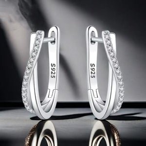 Stone - inlaid Twisted - line Hoop Earrings A Niche Style - Zambeel