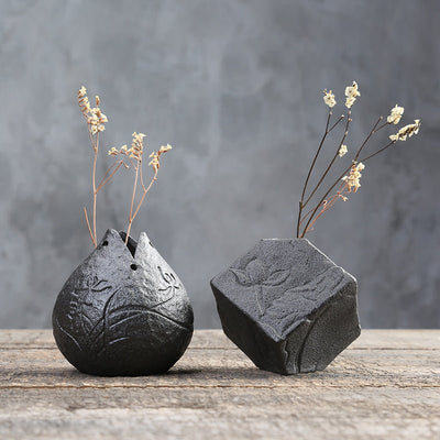 Stoneware Zen Chinese Flower Arrangement Vase - Zambeel