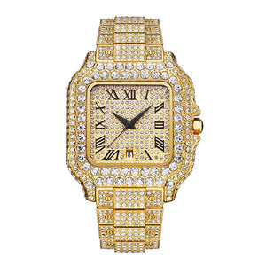 Straight European Hip Hop Diamond Quartz Wrist Watch - Zambeel