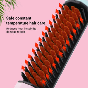 Straightening Comb Rechargeable Hair Wireless Straightener Curler Curling Straighten Dual - purpose Travel Portable USB Charging - Zambeel