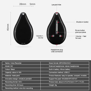 STTWUNAKE mini hidden voice recorder Professional Digital 8GB HD noise reduction Time stamp Spy voice recorder Built - in battery - Zambeel