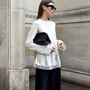 Stylish And Chic Top With A Split Neckline - Zambeel