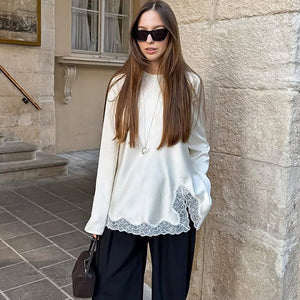Stylish And Chic Top With A Split Neckline - Zambeel