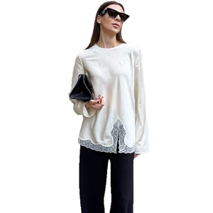 Stylish And Chic Top With A Split Neckline - Zambeel
