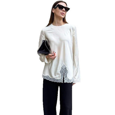 Stylish And Chic Top With A Split Neckline - Zambeel
