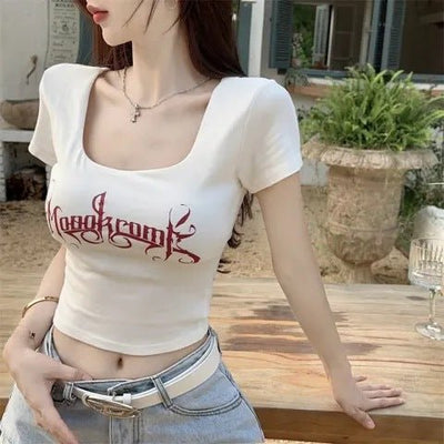 Stylish Niche And Unique Slimming Short - sleeve T-shirt - Zambeel