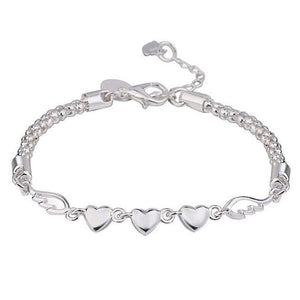 Stylish Silver - Plated Minimalist Heart - and - Feather Bracelet For Women - Zambeel