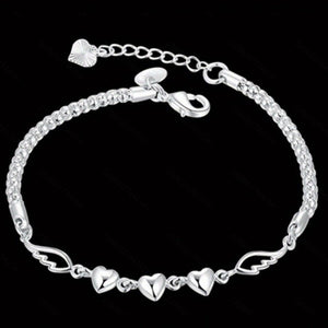 Stylish Silver - Plated Minimalist Heart - and - Feather Bracelet For Women - Zambeel