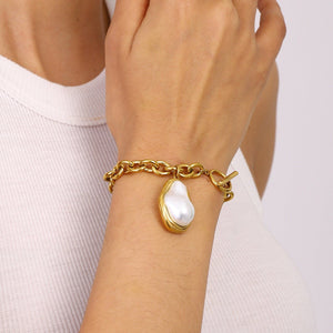 Stylish Stainless Steel Bracelet With 18k Gold Plating - Zambeel