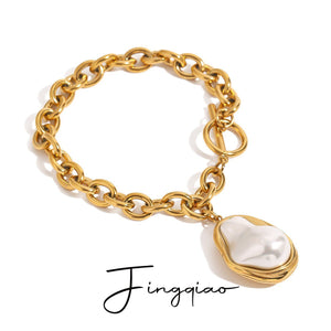 Stylish Stainless Steel Bracelet With 18k Gold Plating - Zambeel
