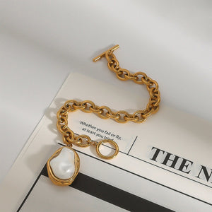 Stylish Stainless Steel Bracelet With 18k Gold Plating - Zambeel
