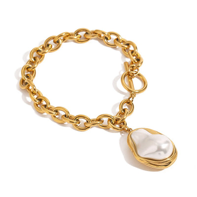 Stylish Stainless Steel Bracelet With 18k Gold Plating - Zambeel
