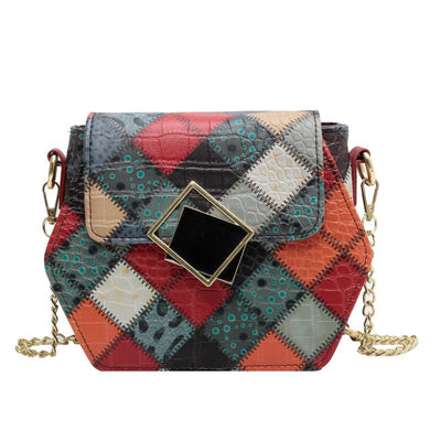 Stylish Textured Stitching Chain Small Square Bag - Zambeel