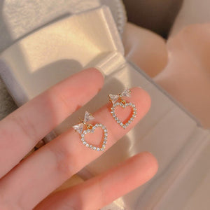 Super Fairy Bow Love Heart Stud Earrings Online Influencer Refined - Zambeel