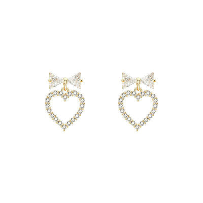Super Fairy Bow Love Heart Stud Earrings Online Influencer Refined - Zambeel
