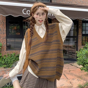 Sweet Striped Layering Vest For Women - Zambeel