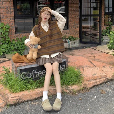 Sweet Striped Layering Vest For Women - Zambeel