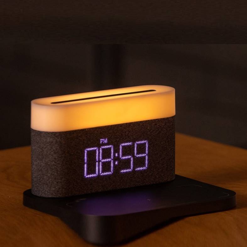 Table Lamp Bedroom Desktop Bedside Lamp Clock Four - in - one Wireless Phone Charger - Zambeel
