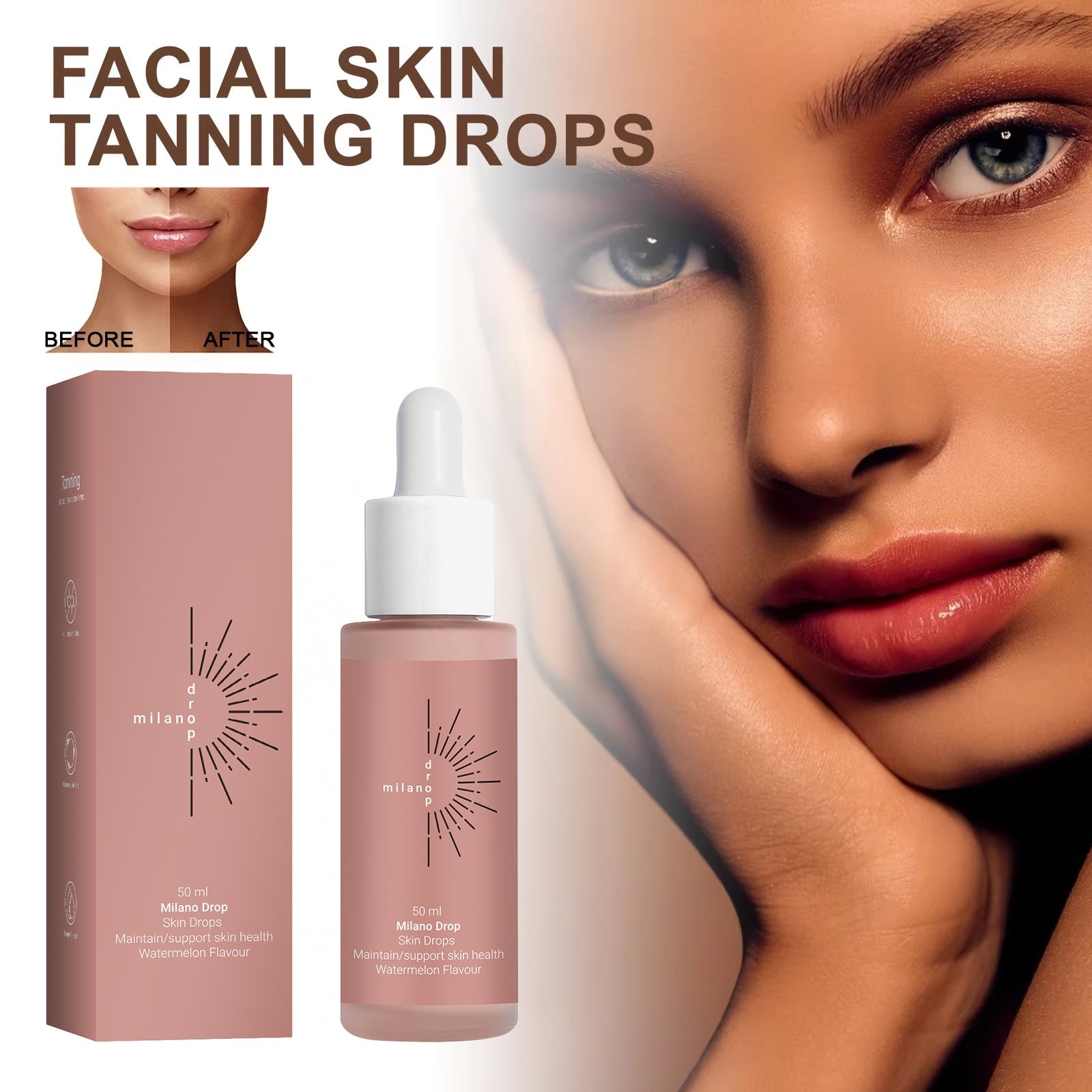 Tanning Face Serum Face Body Tanning Bed Outdoor Fine Line Repair Skin Serum Dark Bronzer Self Tanning Serum Drops - Zambeel