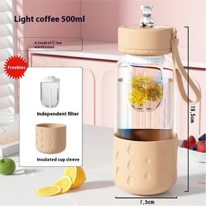 Tea Water Separation Magnetic Glass Water Cup Sealed Without Leakage Glass Tea Water Cup Infuser Tumbler Drinkware Water Bottle With Tea Filter - Zambeel