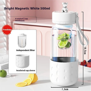 Tea Water Separation Magnetic Glass Water Cup Sealed Without Leakage Glass Tea Water Cup Infuser Tumbler Drinkware Water Bottle With Tea Filter - Zambeel