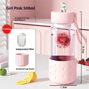 Tea Water Separation Magnetic Glass Water Cup Sealed Without Leakage Glass Tea Water Cup Infuser Tumbler Drinkware Water Bottle With Tea Filter - Zambeel