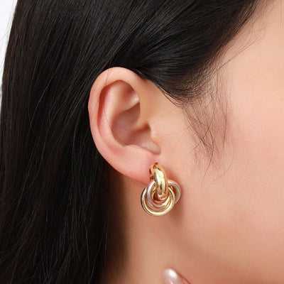 Textured Double - layer Metal Wrap Earrings - Zambeel