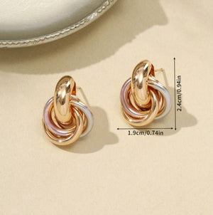 Textured Double - layer Metal Wrap Earrings - Zambeel
